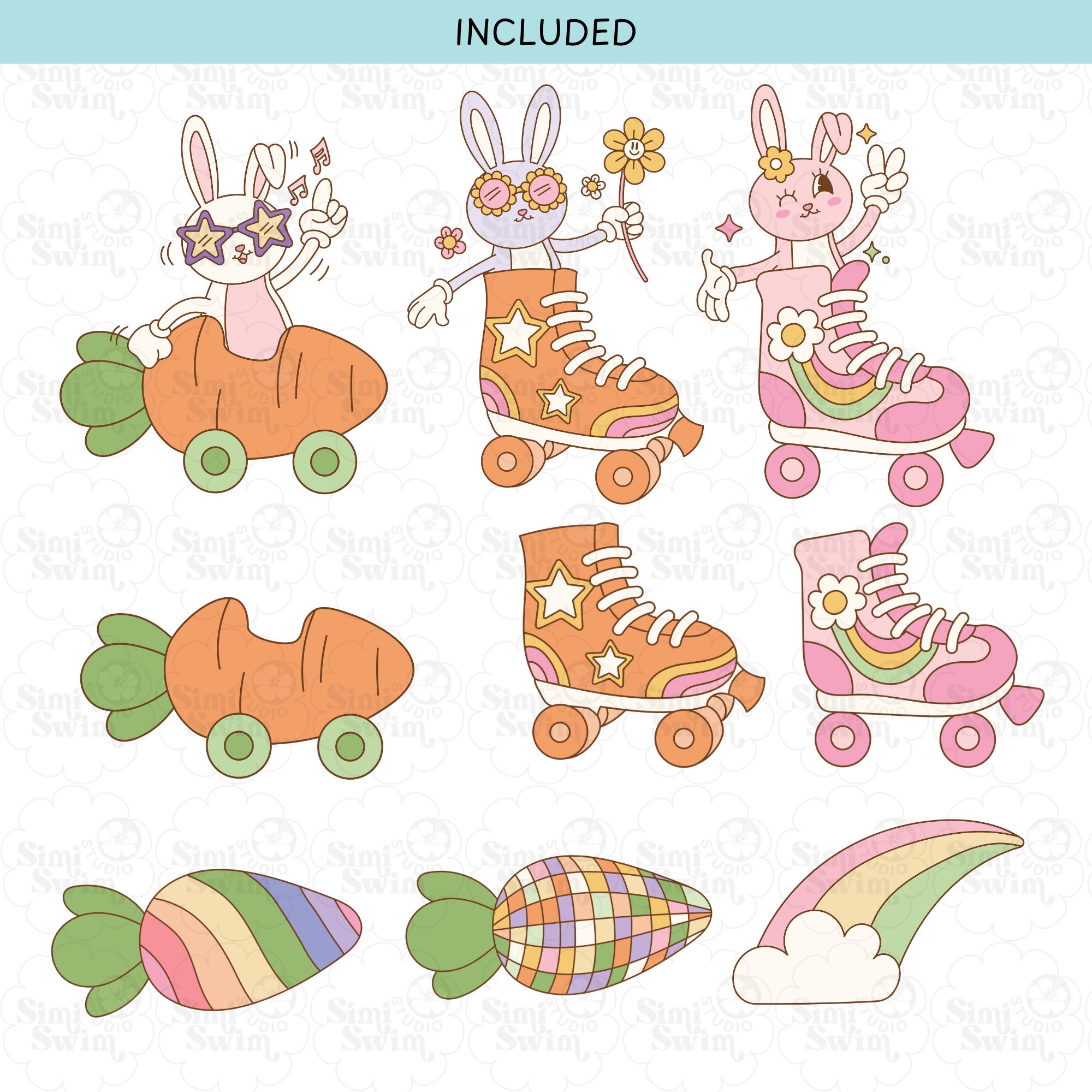 70s Cartoon Rabbit Retro Disco Bunny Clipart: 70s Groovy Easter Designs (PNG, SVG, EPS) - Etsy