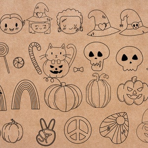 Spooky Cute Halloween Black Lined Clipart Svg | Spooky Svg Clipart ...