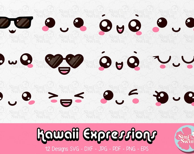 Facial Expressions SVG. Simple Cartoon Faces SVG. Instant Digital ...