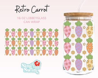 Tumbler Wrap retrò con motivo a carota: motivo floreale pasquale pastello (download digitale)