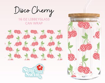 Disco Cherry Glass Can Tumbler Wrap for Libbey – PNG, SVG, DXF