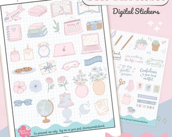 Soft Girl Pastel Stickers | GoodNotes Planner, Journaling (Digital Download)
