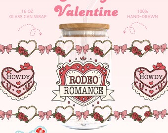 Howdy Valentine Libbey Tumbler Design – PNG SVG | Western Rodeo Romance