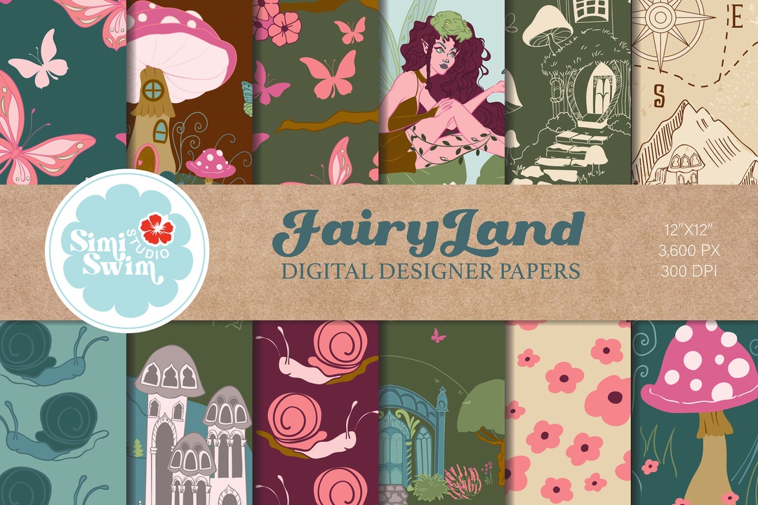 Paper Pattern Cartography Fairy Land Cartography Digital Papers Boho Floral Pattern - Etsy