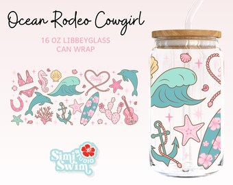 Copri bicchiere Coastal Cowgirl – Design Tropical Rodeo Sea Life (SVG, PNG, DXF)