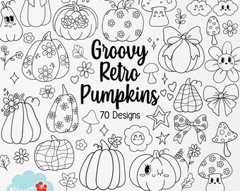Clipart di zucca retrò alla moda: design per il Ringraziamento autunnale (SVG, PNG, JPG)
