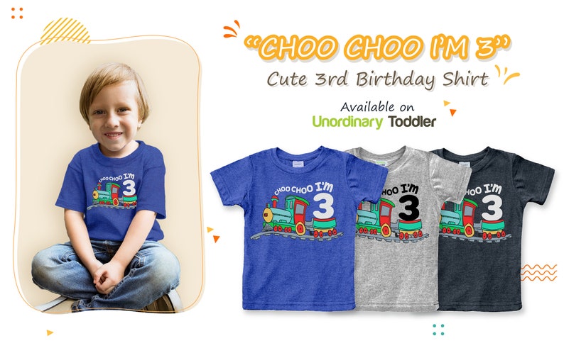 3rd Birthday Shirt boy, Chugga Chugga Choo Choo Train im 3 Three Year Old Third image 9