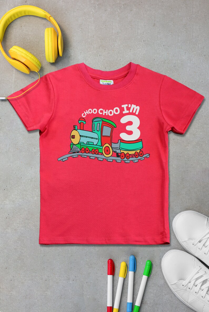 3rd Birthday Shirt boy, Chugga Chugga Choo Choo Train im 3 Three Year Old Third Red