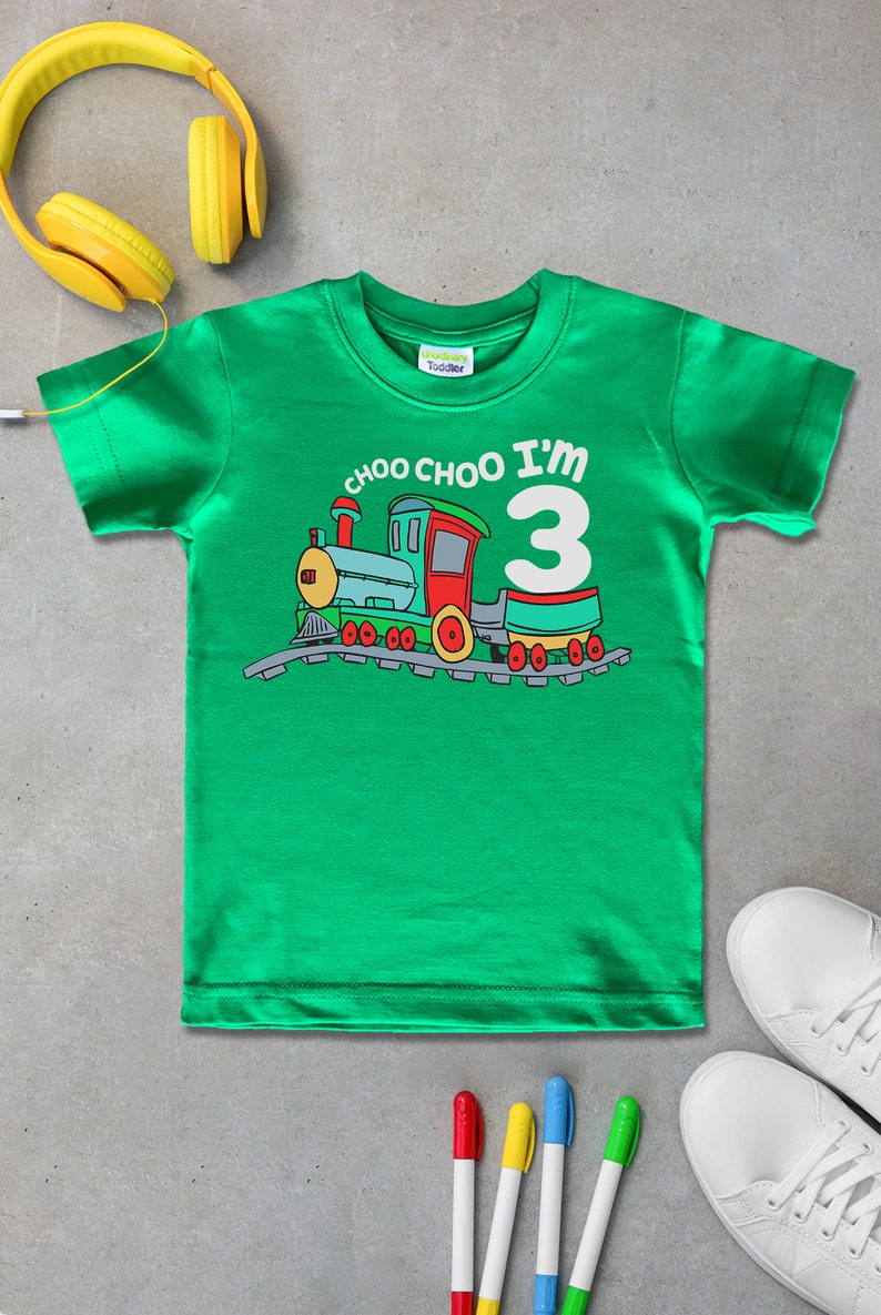 3rd Birthday Shirt boy, Chugga Chugga Choo Choo Train im 3 Three Year Old Third image 6