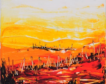 Acrylic painting Sunrise Sunset, acrylic on canvas, soul image, energy image, power image: "sunset"