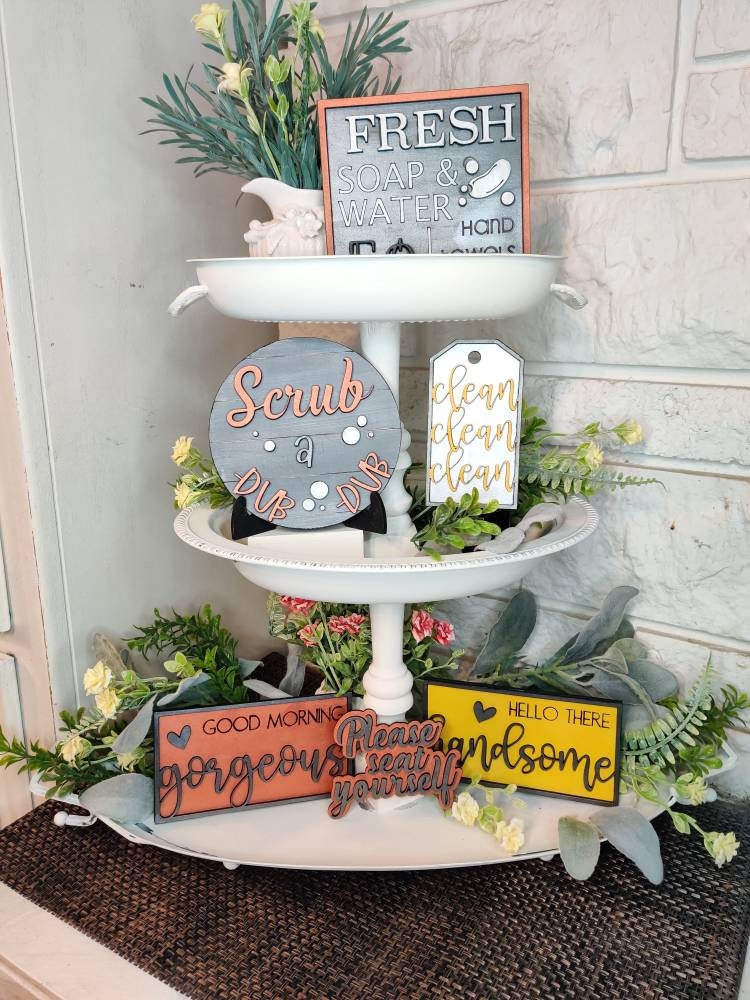 Bathroom Tiered Tray Set Etsy