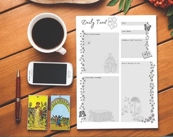 Diario dei tarocchi stampabile - Tema cottagecore dei funghi / Diario dei tarocchi / Diario dei tarocchi senza data