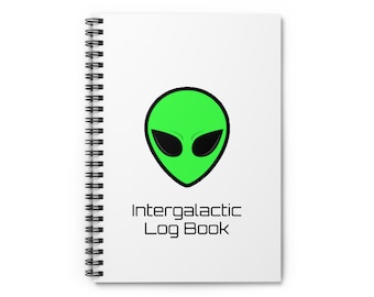 Space Alien Head - Spiral Notebook / Journal - Rule Lined - Log book