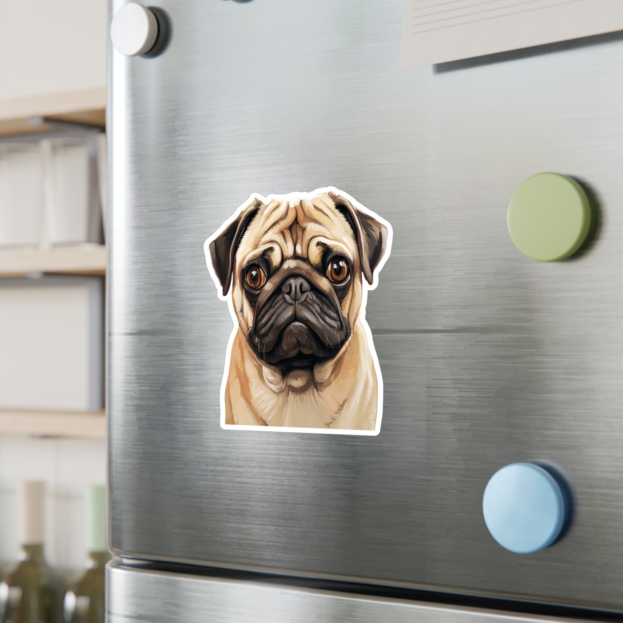 1art1 Mops-Kopf Aufkleber – Süßer Hund, 9x9 Cm, Poster-Sticker Oder Tattoo-Aufkleber, Für Fans & Sammler