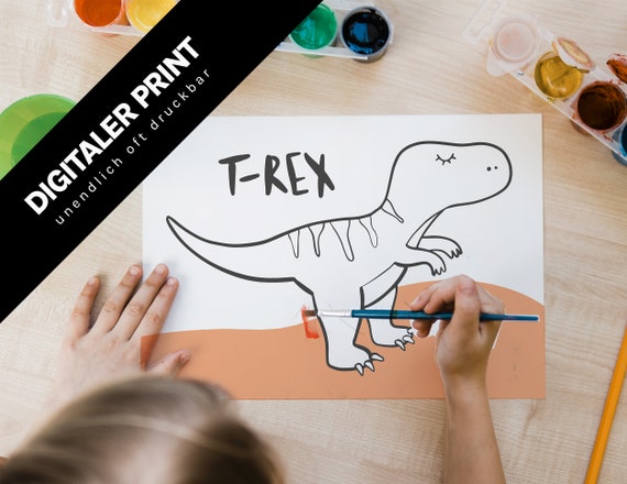 Ausmalbild Dinosaurier T Rex Tyrannosaurus Rex Coloring Etsy