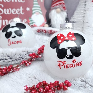 Mickey & Minnie Ornaments, Personalized Mickey Ornaments, Personalized Minnie Ornaments, Glitter Ornaments, Custom Name Ornament, Ornament