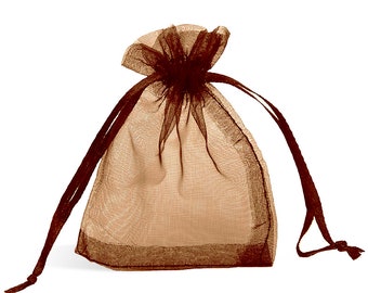 Brown Organza Gift Bags by Organicguru 10 sizes Luxury Jewellery Pouch XMAS Wedding Party Birthday Halloween Candy Favour