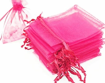 Hot Pink Organza Gift Bags by Organicguru 10 sizes Luxury Jewellery Pouch XMAS Wedding Party Halloween Candy Favour