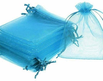 Aqua Organza Gift Bags by Organicguru 10 sizes Luxury Jewellery Pouch XMAS Wedding Party Halloween Candy Favour