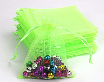 Neon Green Organza Gift Bags by Organicguru 10 sizes Luxury Jewellery Pouch XMAS Wedding Party Halloween Candy Favour