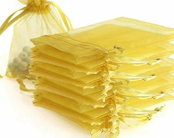 Gold Organza Gift Bags by Organicguru 10 sizes Luxury Jewellery Pouch XMAS Wedding Party Halloween Candy Favour