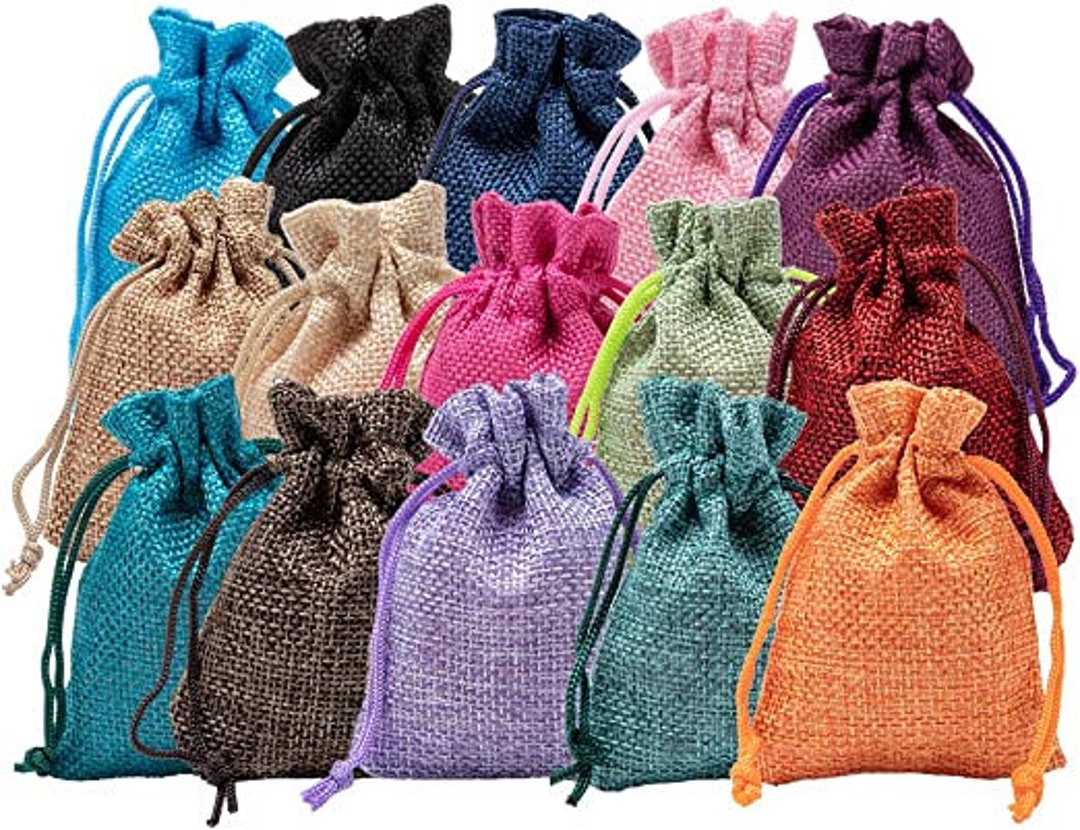 Sansam 50pcs 7.0x9.0cm/2.8''x3.6'' Cream Burlap Gift Bags Hemp/Hessian...