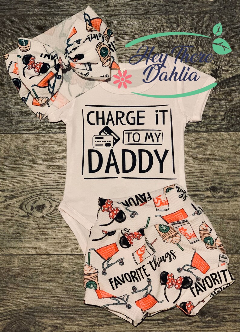 Charge It To My Daddy Baby Outfit, Favorite Things Baby Girl Outfit, Baby Clothes, Newborn Baby Girl Outfit, Trendy Baby Outfit 
