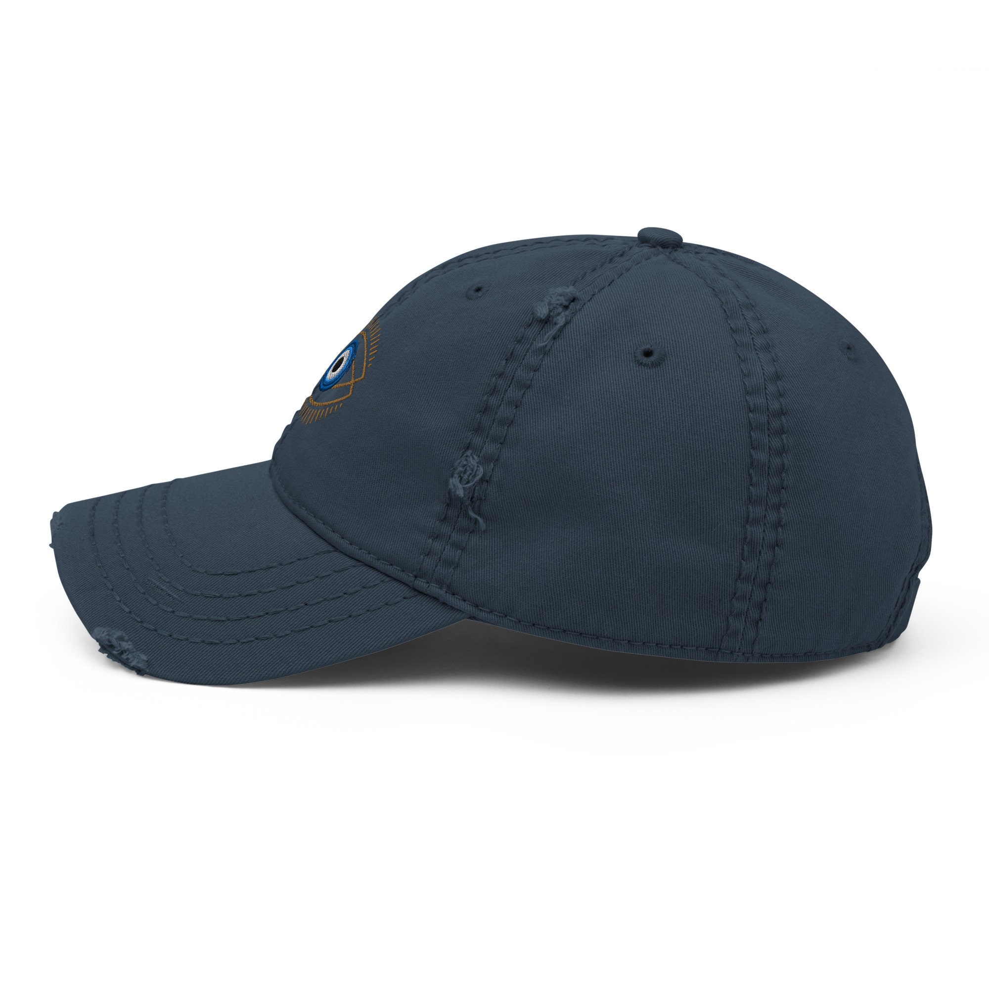 Distressed Evil Eye Baseball Hat: Embroidered Cotton Cap - Etsy display picture 2