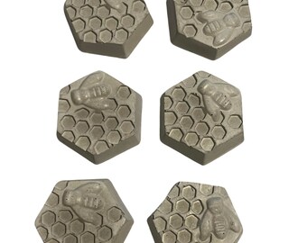 Handmade Bee Garden Stones: Honeycomb Outdoor Decor, Set of 6