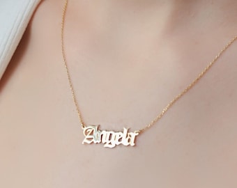 Old English Name Necklace,  Old English Name Necklace, Unique Woman Necklace, Birthday Gift, Valentine's Day Gift