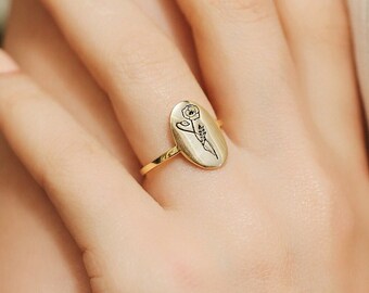 Birth Flower Ring, Flower Ring, Multiple Birth Flowers, Ring Bouquet Ring, Family Flower Ring, Minimalist Jewelry, Mother's Day Gift