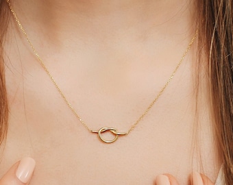 Love Knot necklace, Minimalist Necklace, Elegant Charm Necklace, Wedding Jewelry, Bridesmaid Gift, Minimalist Jewelry, Mother's Day Gift