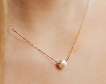 Pearl Necklace, Gentle Necklace, Single Pearl Necklace, Simple Everyday Jewelry, Bridesmaid Gift, Mother's Day keepsake
