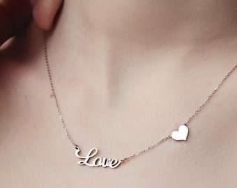 Love Letter Necklace, Love Jewelry for Women, Christmas Gift, Valentine's Day Gifts, Mothers Necklace, Gift For Her
