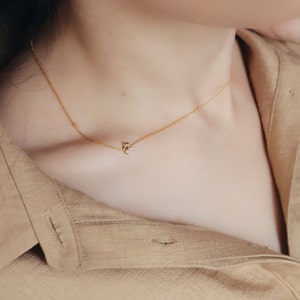 Collar de mariposa extra pequeño, collar con inicial lateral, collar de declaración elegante, collares para mujeres, regalo de Navidad