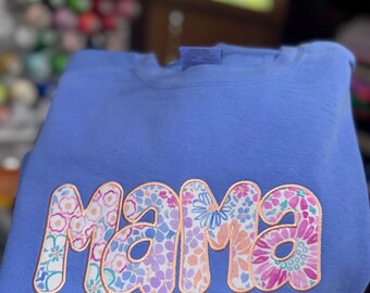 Mama Embroidered Sweatshirt | Pastel Floral  Crewneck | Doodle Bloom Inspired | Soft Floral Mama Sweatshirt | Cozy Mom Gift Little Sleepies