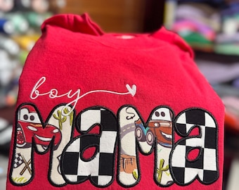 Race Car Inspired “MAMA” Shirt | Custom Embroidered Hoodie or Sweatshirt | Personalized Mom Gift | Cloud Nine Stitches