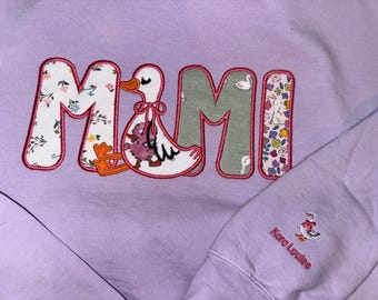 Embroidered Mimi Goose Appliqué Shirt | Personalized Comfort Colors® Floral Goose Sweatshirt | Custom Mom Gift
