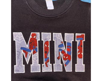 Custom "MINI" Applique Shirt | Personalized Youth or Toddler Tee or Sweatshirt | Character Print Kids Shirt | Cloud Nine Stitches