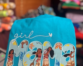 Girl Mama Embroidered Sweatshirt, Island Princess Mama Shirt, Tropical Applique Mom Crewneck, Girl Mom Gift, Island Mama Shirt