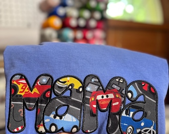 Disney Cars Inspired “MAMA” Shirt | Custom Embroidered Hoodie or Sweatshirt | Personalized Mom Gift | Cloud Nine Stitches