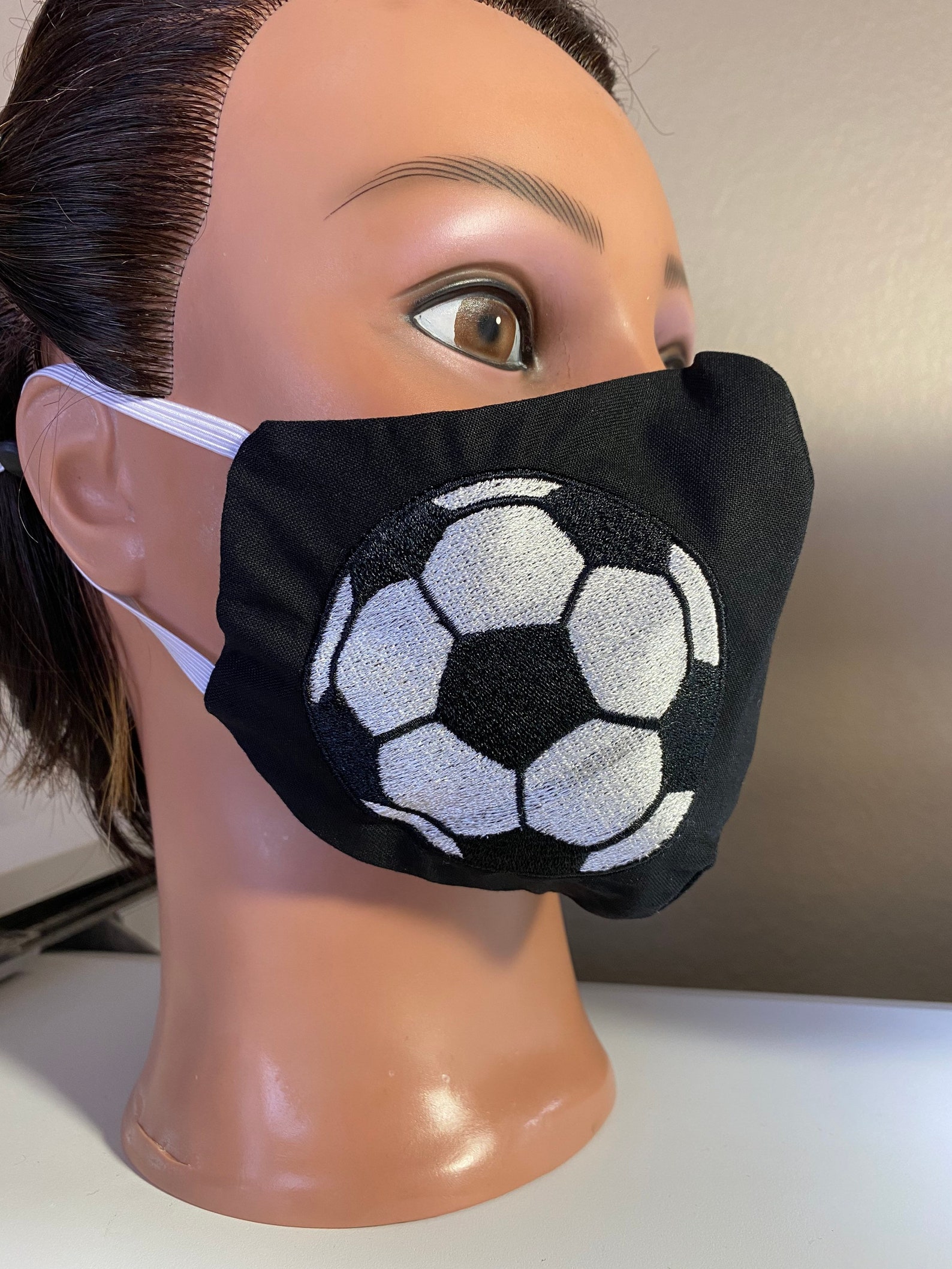 Soccer ball Embroidered face mask Etsy