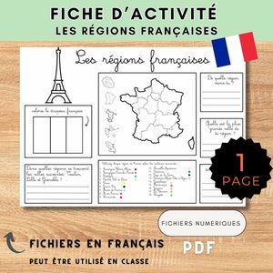 Fiche pédagogique sur les régions françaises - Téléchargement numérique éducatif pour enfants - Imprimable école primaire