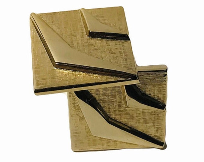 Gold Tone Mid Century Cufflinks Wing Design Retro Vintage Preppy Dapper Swag Gift For Man