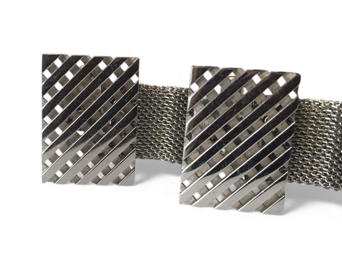 Classy Retro Executive Cufflinks, Wrap Style Mid Century Vintage Cuff Links, Modern Diagonal Pattern, Classic Essentials 4 Him, Groom Gift