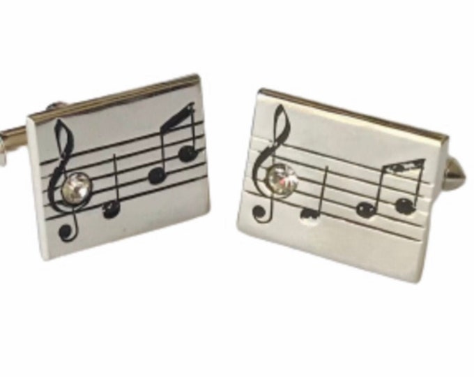 Swank Silver-tone Music Theme Vintage Cufflinks