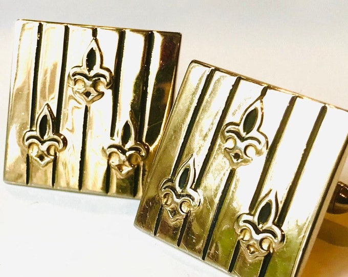 Vintage Cufflinks Saints, New Orleans, France Fleur de Lis Emblem Goldtone