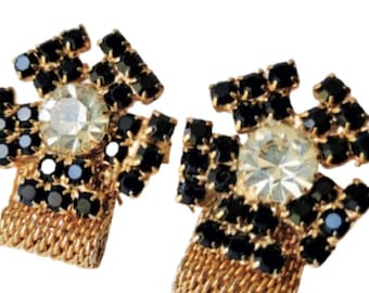 Vintage Rhinestone Daisy Cufflinks: Groovy Flower Power, 1960s-70s