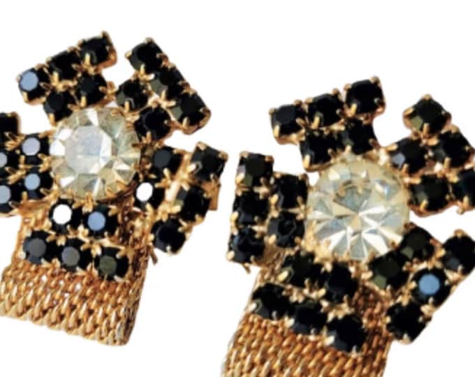Vintage Rhinestone Daisy Cufflinks: Groovy Flower Power, 1960s-70s