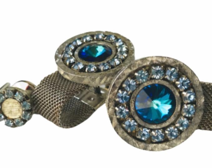 Divine Blue Vintage Cufflinks and Tie Pin Set in Original Box Gift for Dad, Groom, Someone Special